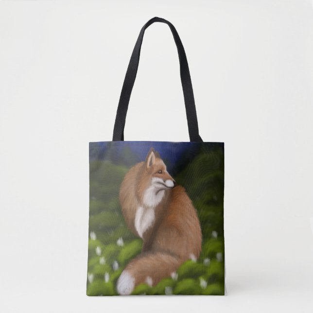 Bolso De Tela Moonlit Fox en Midnight Woods (Anverso)