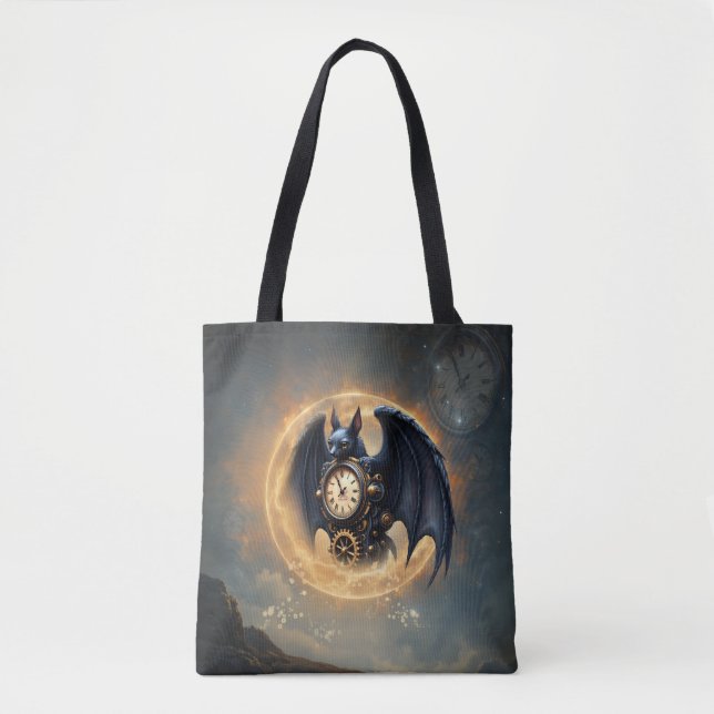 Bolso De Tela Moonlit Timekeeper – Murciélago Steampunk (Anverso)