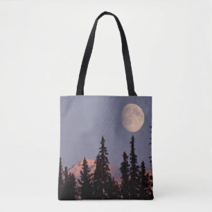 Bolso De Tela Moonrise Early Winter Anchorage, Alaska