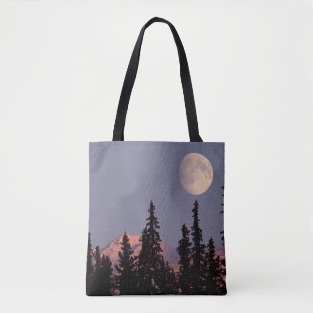 Bolso De Tela Moonrise Early Winter | Anchorage, Alaska (Anverso)