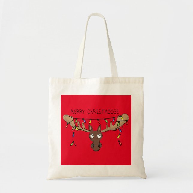 Bolso De Tela Moose Cute Funny Navidades (Frente)