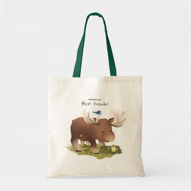 Bolso De Tela Moose ・ Ilustracion de animales de bosque de Woodl (Frente)