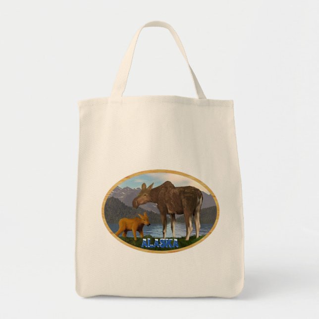Bolso De Tela Moose in the Meadow - Alaska (Frente)