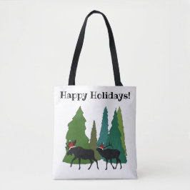 Bolso De Tela Moose y Elk en Santa Hats
