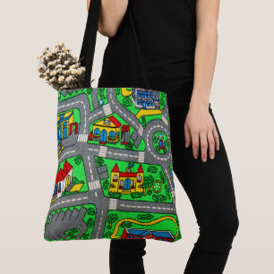 Bolso De Tela Moqueta nostálgica de pista Car Road, nostalgia de