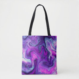 Bolso De Tela Morado, azul, marble rosado, arte fluido