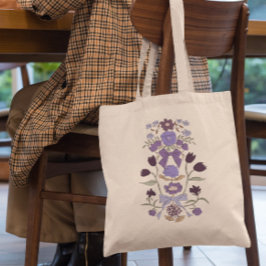 Bolso De Tela Morado de arcos y flores