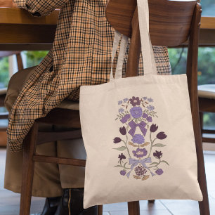 Bolso De Tela Morado de arcos y flores