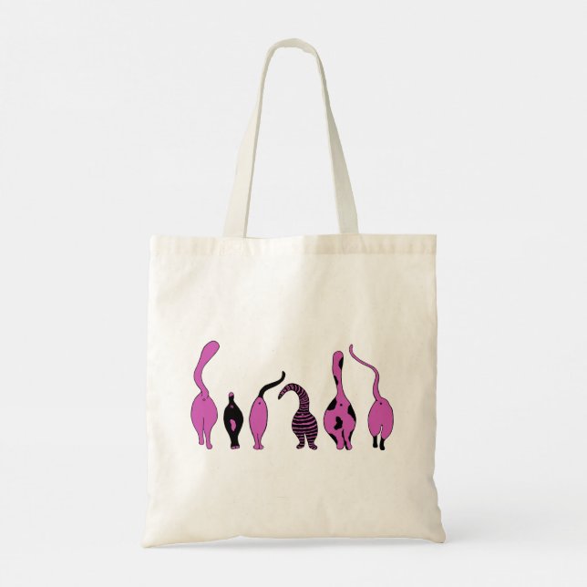 Bolso De Tela Morado de gatos (Reverso)