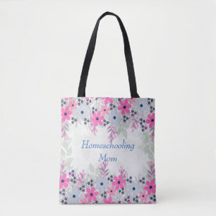 Bolso De Tela Morado Floral Homeschooling Mom