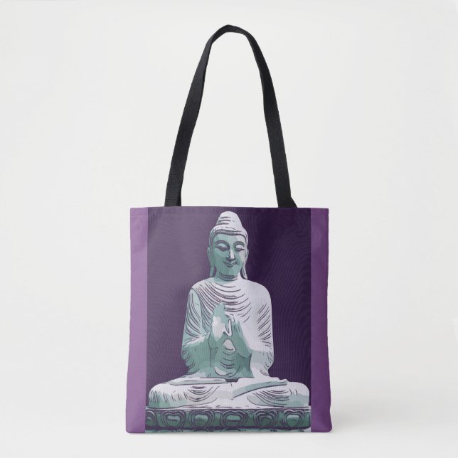 Bolso De Tela Morado Turquesa Pacífica Buda Feliz (Anverso)