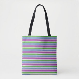 Bolso De Tela Morado Verde Azul Rayado