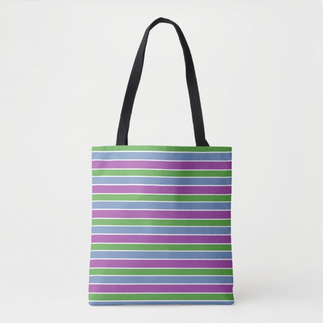 Bolso De Tela Morado Verde Azul Rayado (Anverso)