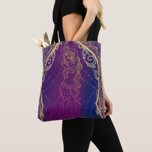 Bolso De Tela Morado y dorado glamour de danza árabe marroquí