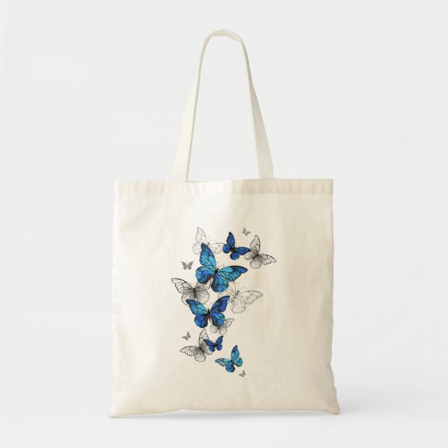 Bolso De Tela Morfo de las mariposas voladoras azules (Frente)