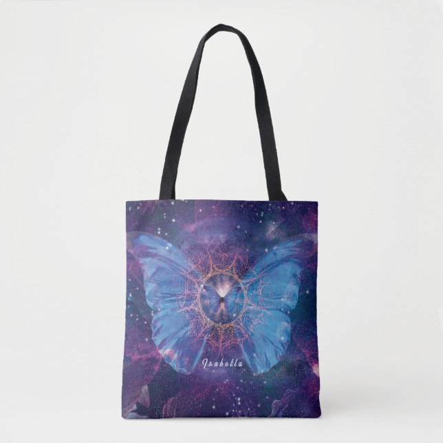 Bolso De Tela Morfo mariposa / Galaxia Mandala (Anverso)