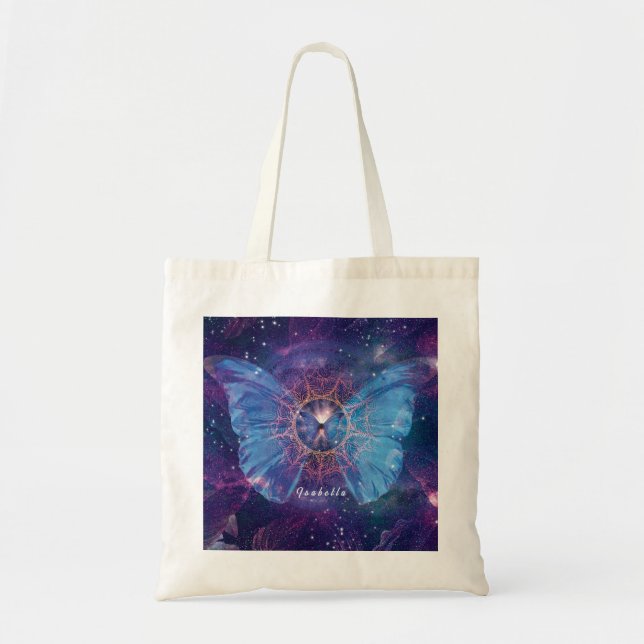 Bolso De Tela Morfo mariposa / Galaxia Mandala (Frente)
