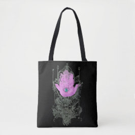Bolso De Tela Morple Hamsa Talmud cita en negro
