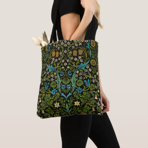 Bolso De Tela Morris Black Background Vintage Blackthorn Pattern