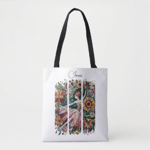 Bolso De Tela Mosaic Art Ballerina Brushstrot Frames Personaliza