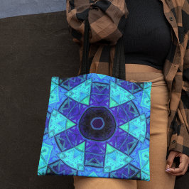 Bolso De Tela Mosaic Mandala Azul y Púrpura