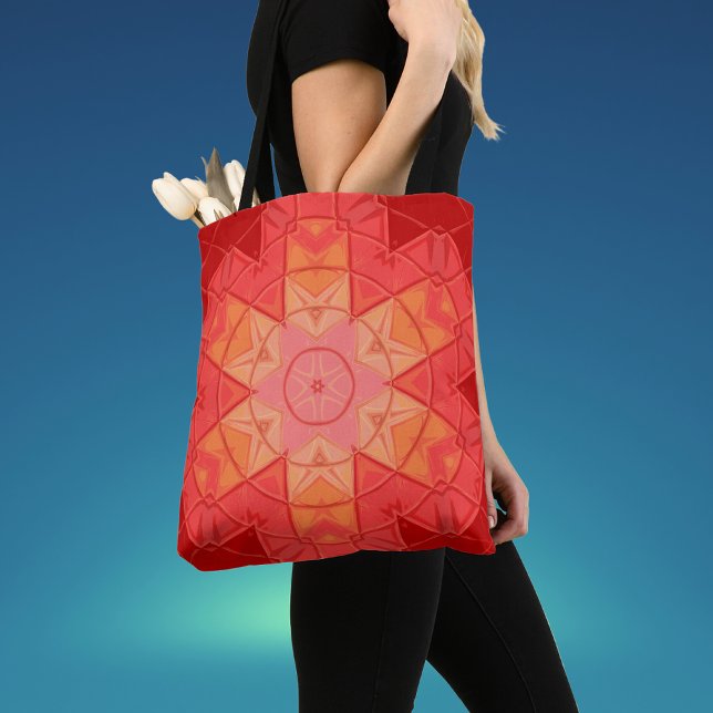 Bolso De Tela Mosaic Mandala Flor Rojo y Naranja (Subido por el creador)