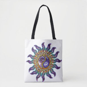 Bolso De Tela Mosaic Yin Yang Sun Tote Bag