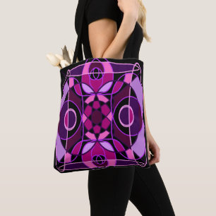 Bolso De Tela mosaico abstracto rosa y púrpura