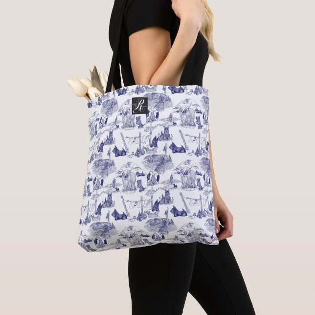 Bolso De Tela Mosaico azul de SCOTTISH Terrier (Detalle)