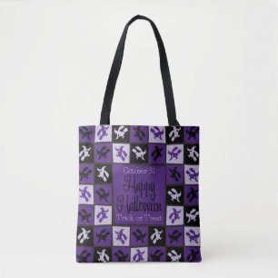 Bolso De Tela Mosaico de bruja de Halloween