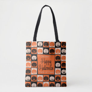 Bolso De Tela Mosaico de calabaza de Halloween