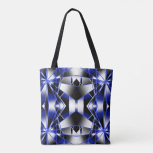 Bolso De Tela Mosaico de dibujo mecánico de gradiente azul relle