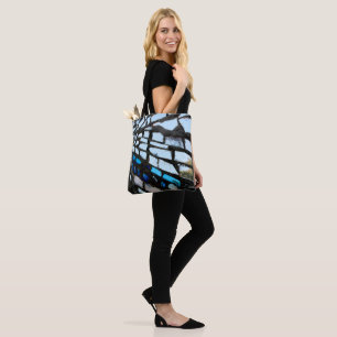 Bolso De Tela Mosaico de Espejo Azul
