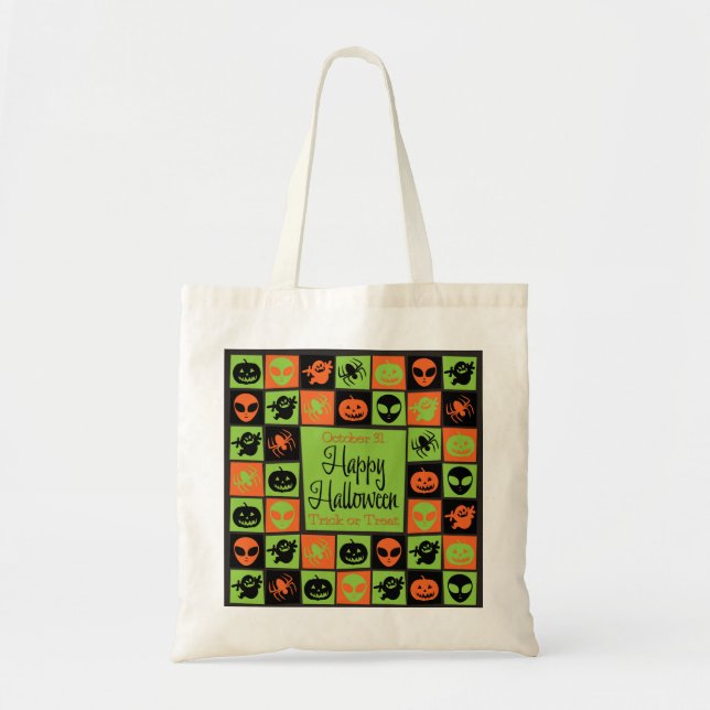 Bolso De Tela Mosaico de Halloween (Frente)