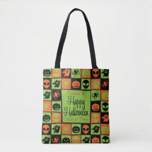 Bolso De Tela Mosaico de Halloween