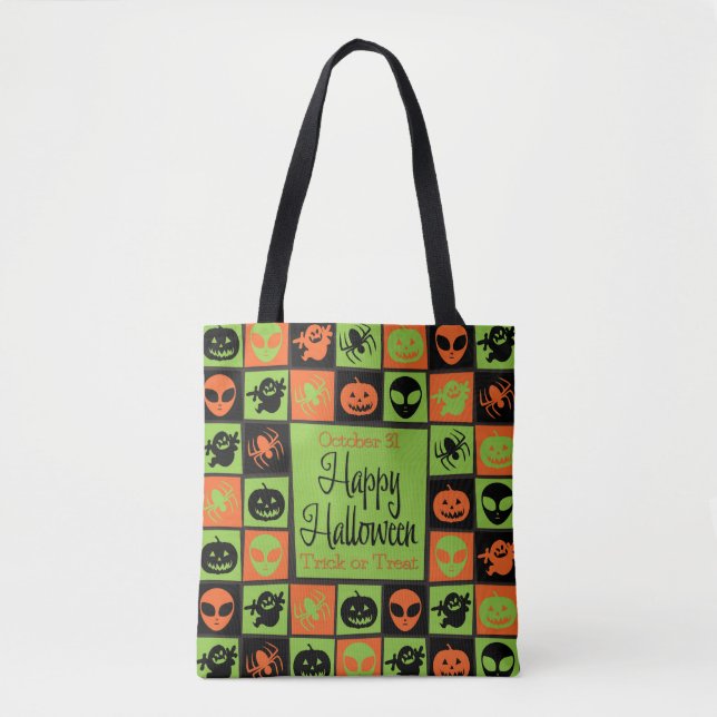 Bolso De Tela Mosaico de Halloween (Anverso)
