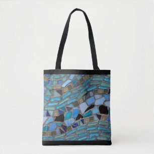 Bolso De Tela Mosaico de vidrio azul del mar negro