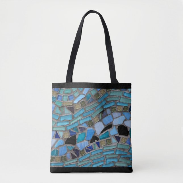 Bolso De Tela Mosaico de vidrio azul del mar negro (Anverso)