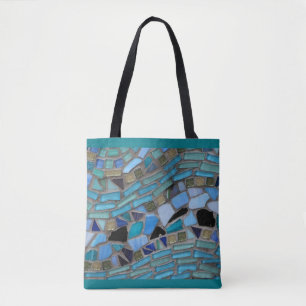 Bolso De Tela Mosaico de vidrio azul del mar Turquesa