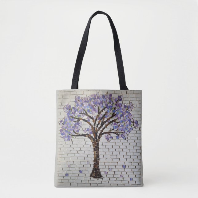 Bolso De Tela Mosaico del árbol de jacaranda (Anverso)