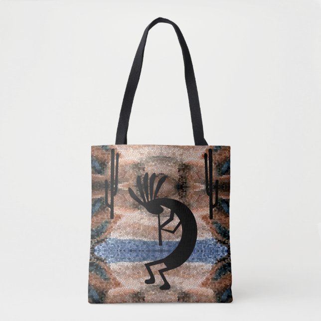 Bolso De Tela Mosaico del desierto del suroeste de Kokopelli (Anverso)