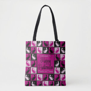 Bolso De Tela Mosaico del gato de Halloween