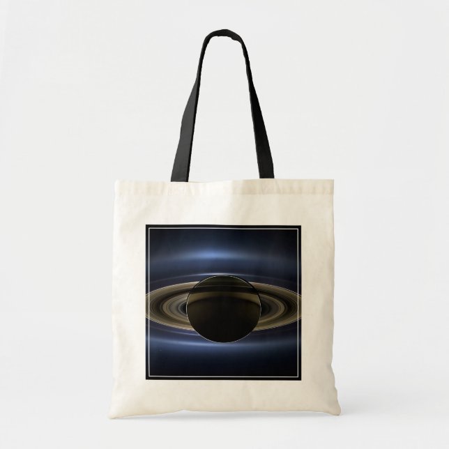 Bolso De Tela Mosaico Del Sistema Saturno Retroiluminado Por El  (Frente)