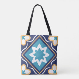 Bolso De Tela Mosaico floral marroquí Tile elegante y azul Moda