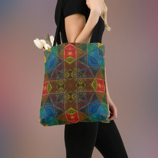Bolso De Tela Mosaico Kaleidoscope Plaza azul rojo y verde