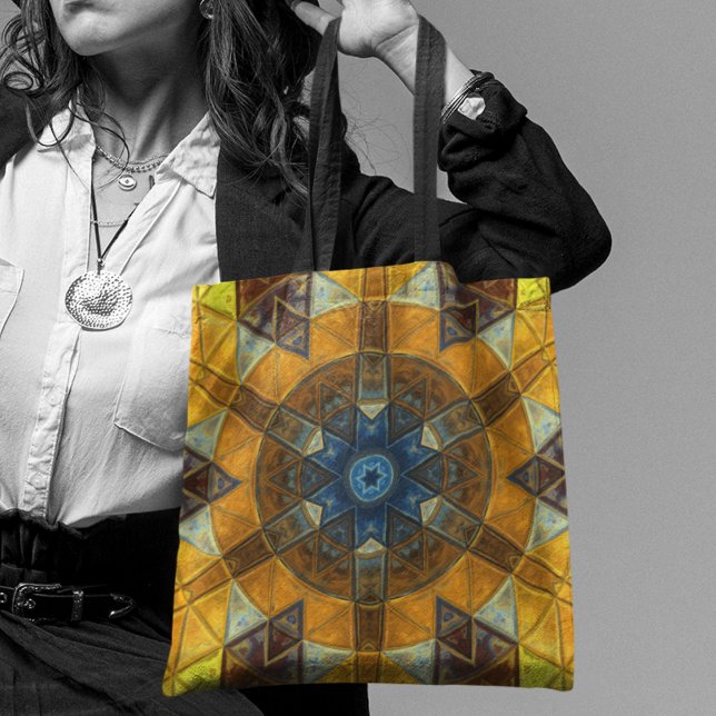Bolso De Tela Mosaico Mandala Flor Amarillo y Azul (Subido por el creador)