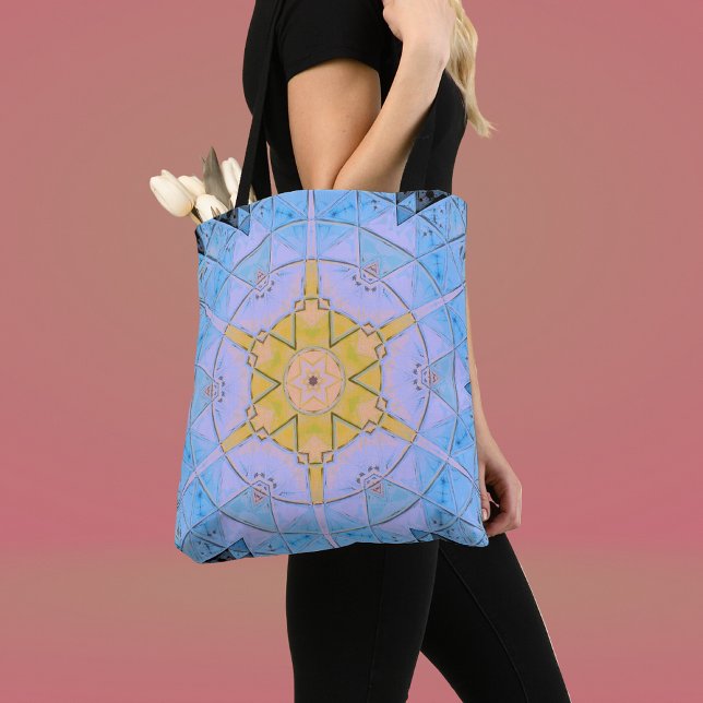 Bolso De Tela Mosaico Mandala Flor azul y amarillo (Subido por el creador)