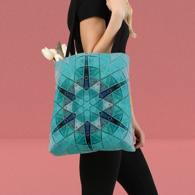 Bolso De Tela Mosaico Mandala Flor azul y blanco (Subido por el creador)