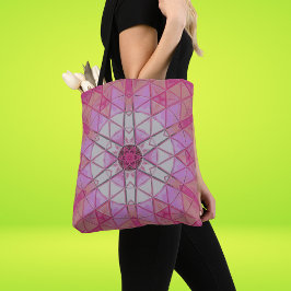 Bolso De Tela Mosaico Mandala Flor rosa y blanco