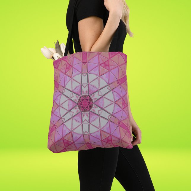 Bolso De Tela Mosaico Mandala Flor rosa y blanco (Subido por el creador)
